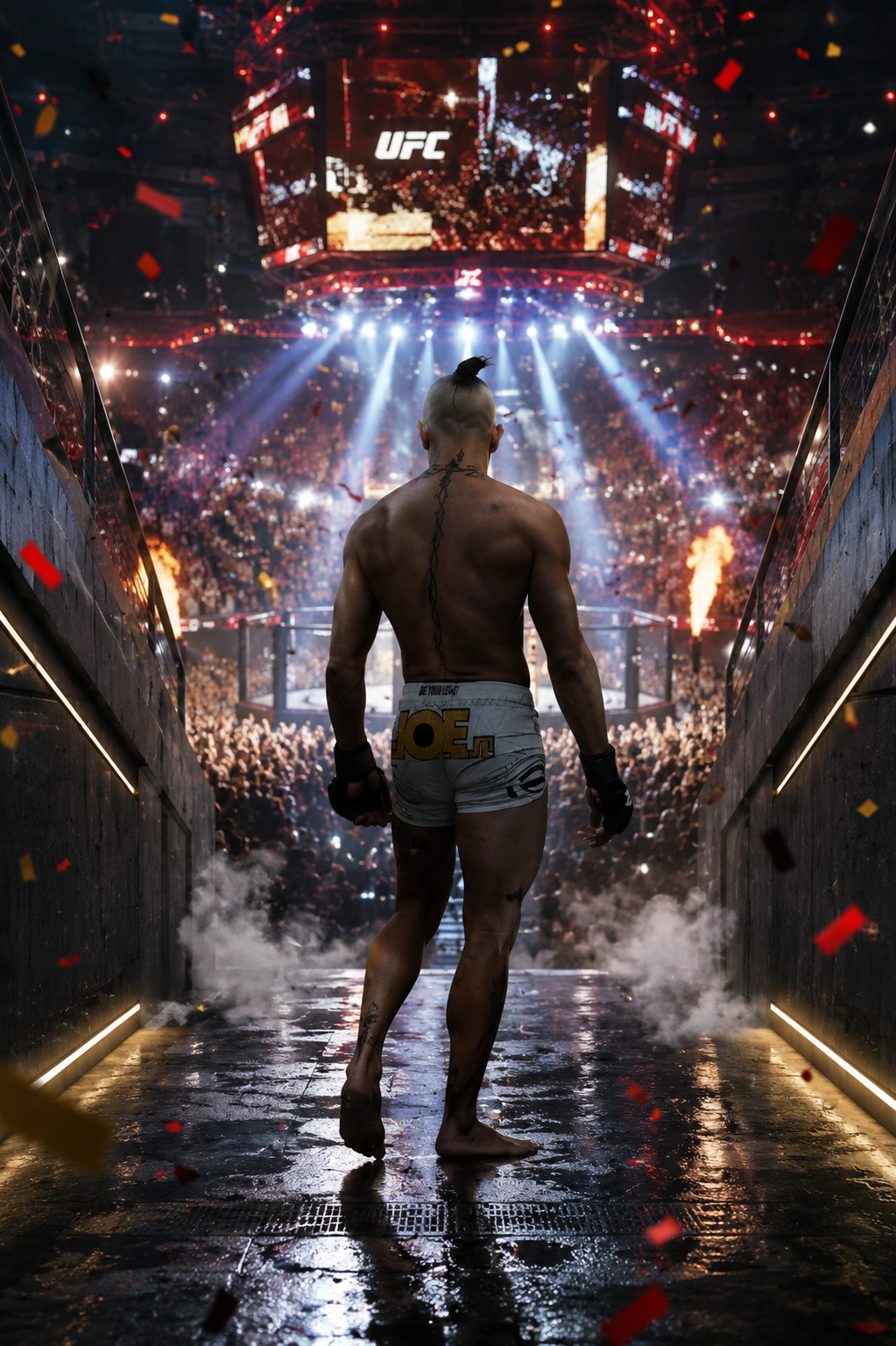 UFC MMA fighter walking to the octagon - watch live sports on IPTV