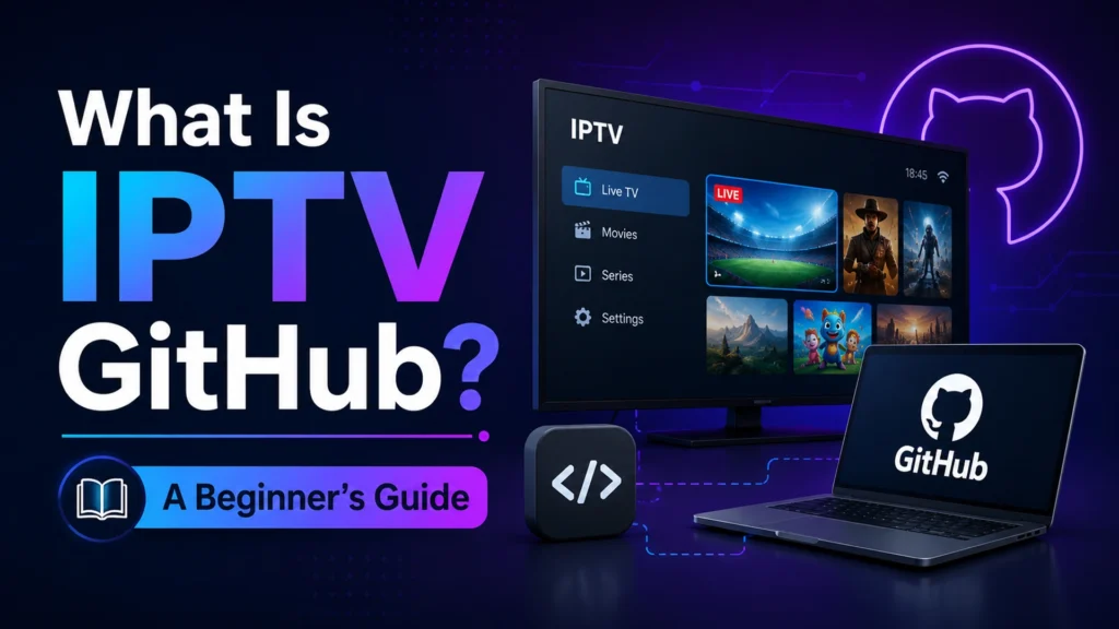 IPTV GitHub open source repository with live TV player and code icons