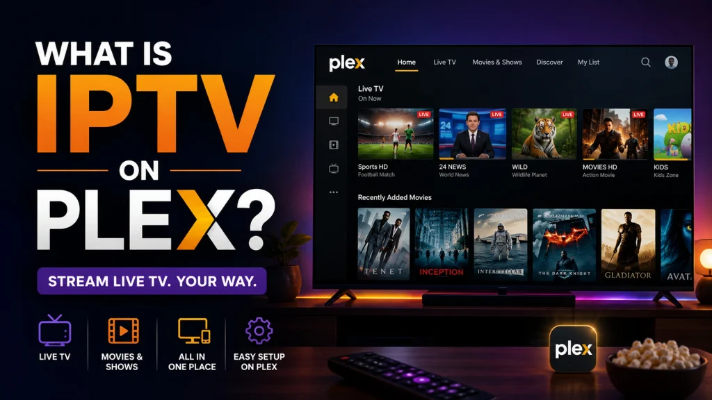What is IPTV on Plex diagram of IPTV service, M3U playlist, and Plex Live TV working together